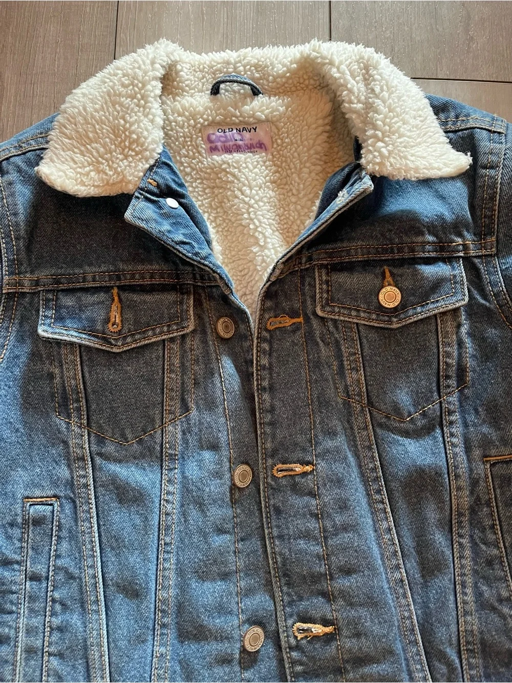 Old Navy Kids (boys or girls) Sherpa-Lined Jean Jacket - Blue with Cream Collar